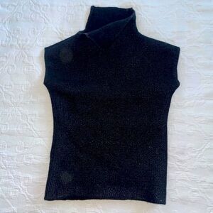 Per Se XXS/XS Black Turtleneck Wool/Knitted Top